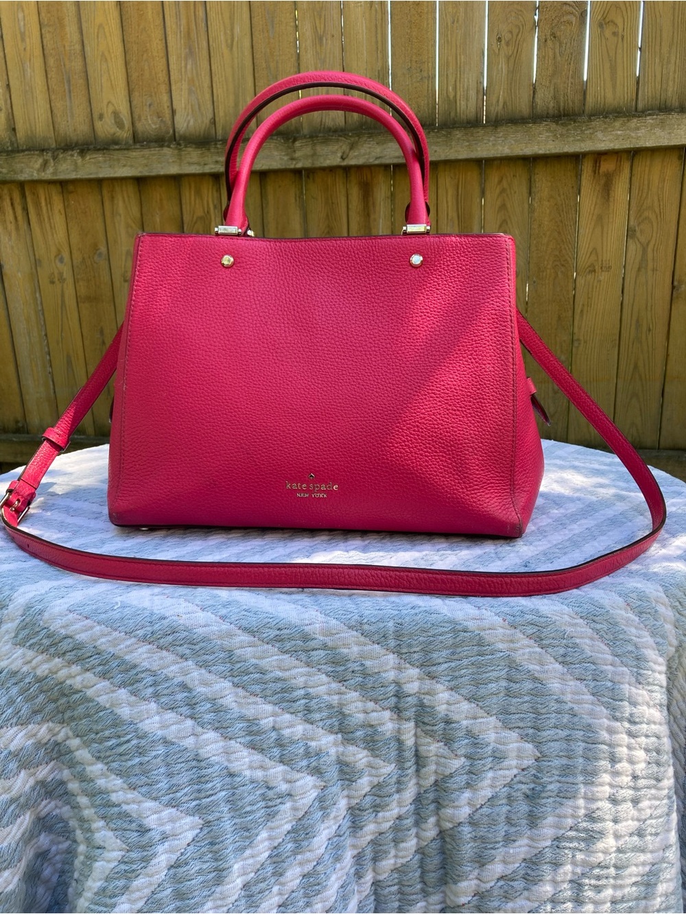 kate spade DarkPink Leather Satchel with Strap